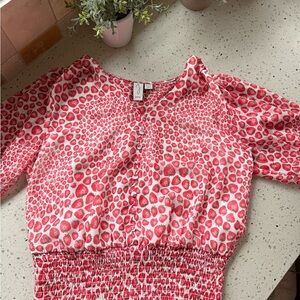 Joie Strawberries Patterned Blouse XS